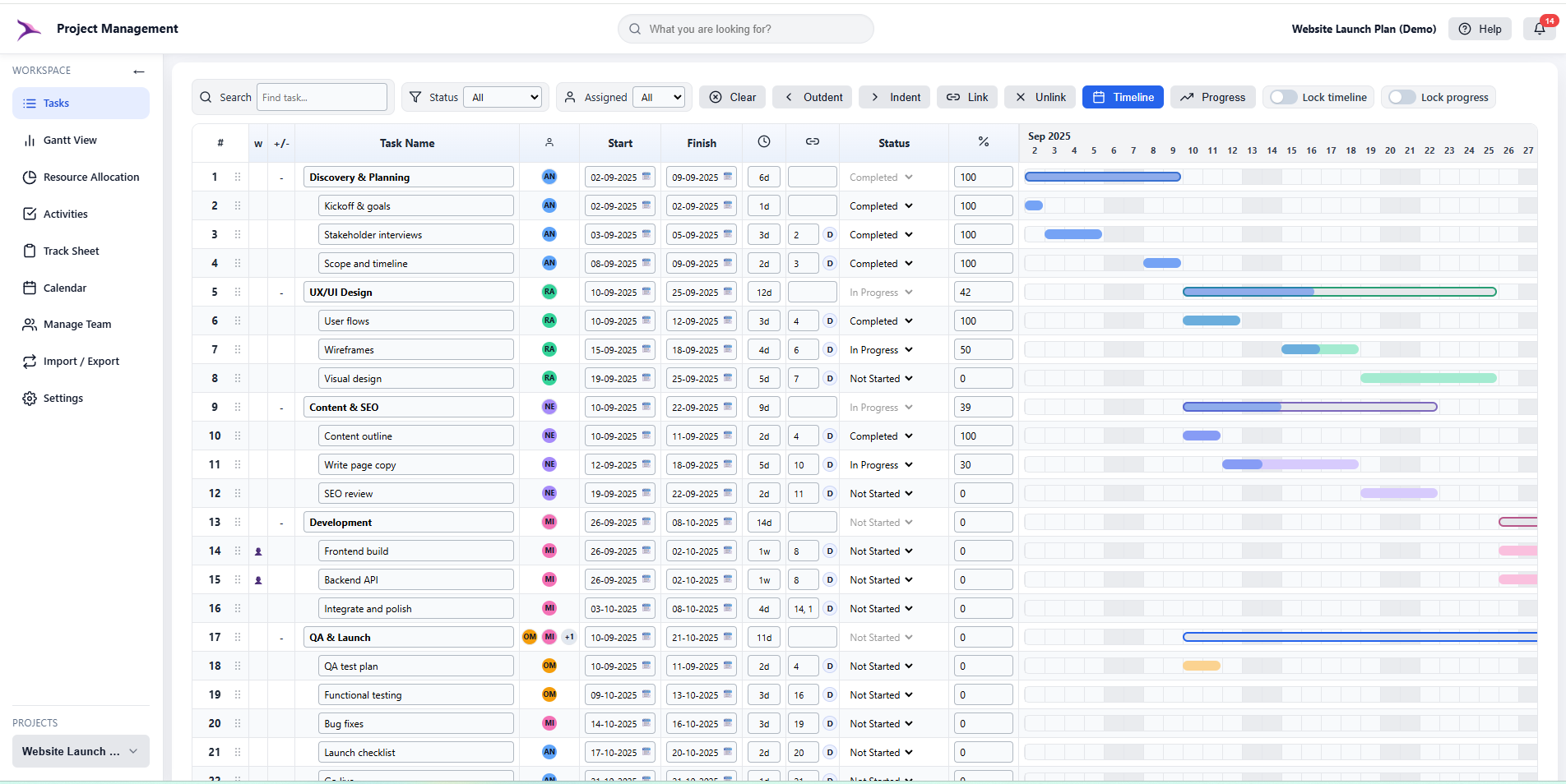 Project Management screenshot 1