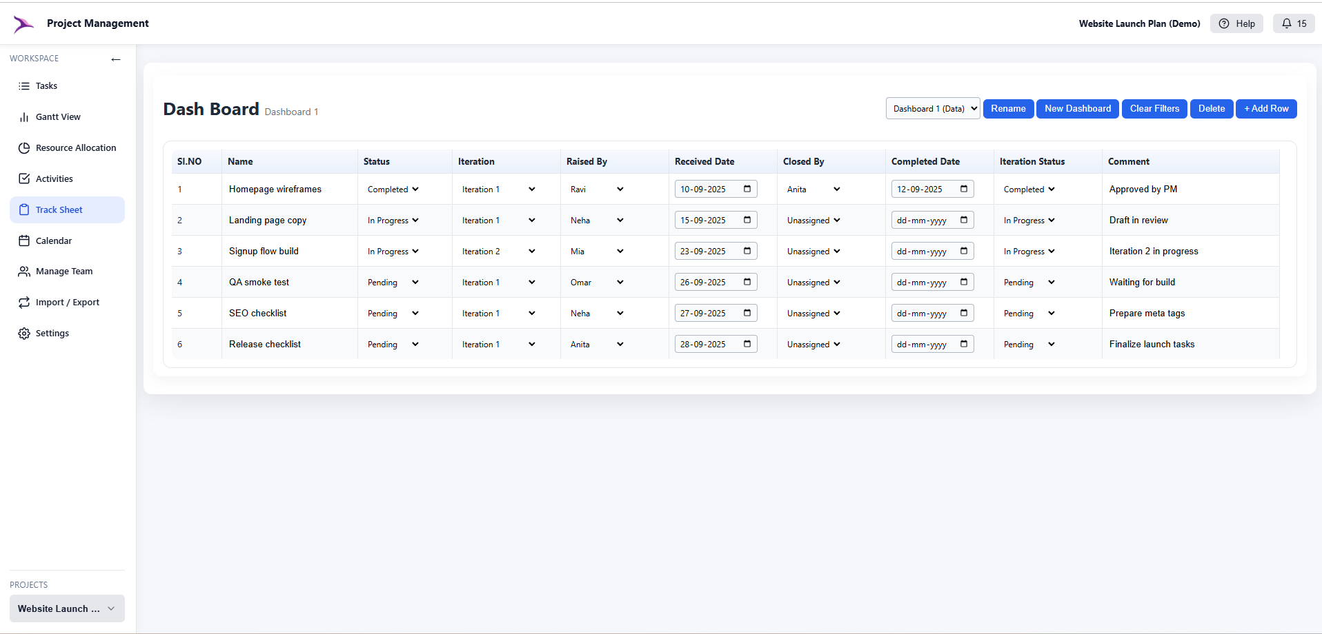 Project Management screenshot 5